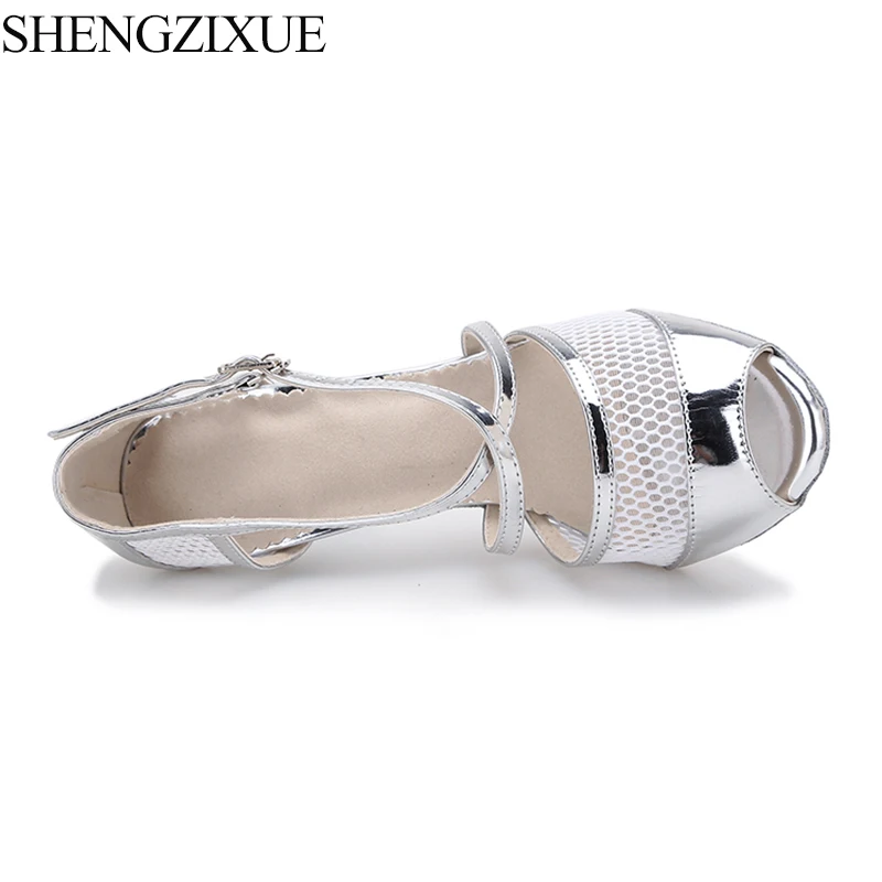 Shengzixue новые белые/черные кожаные с сеткой Профессиональный Латинской ча Самба