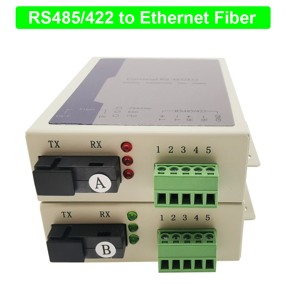RS485/422 к Ethernet оптического волокна модем одномодовый SC 20 км rs485 к ethernet волоконный преобразователь 485 Промышленный контроль светильник