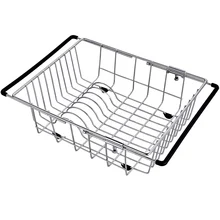 Stainless steel kitchen sink rack drain racks drying dishes plate storage shelves silver drainer basket tableware organizer