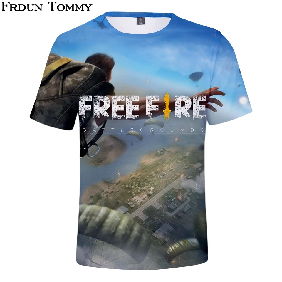 

Frdun Tommy 3D Free Fire Short Sleeve T-shirt Round Collar Kpop Casual 2018 New Arrival O-neck Summer Children Clothes