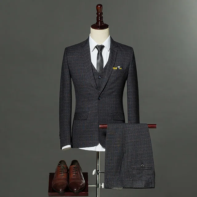 Good Quality Men Suit 2017 Fashion Three pieces Suit Slim Fit Single