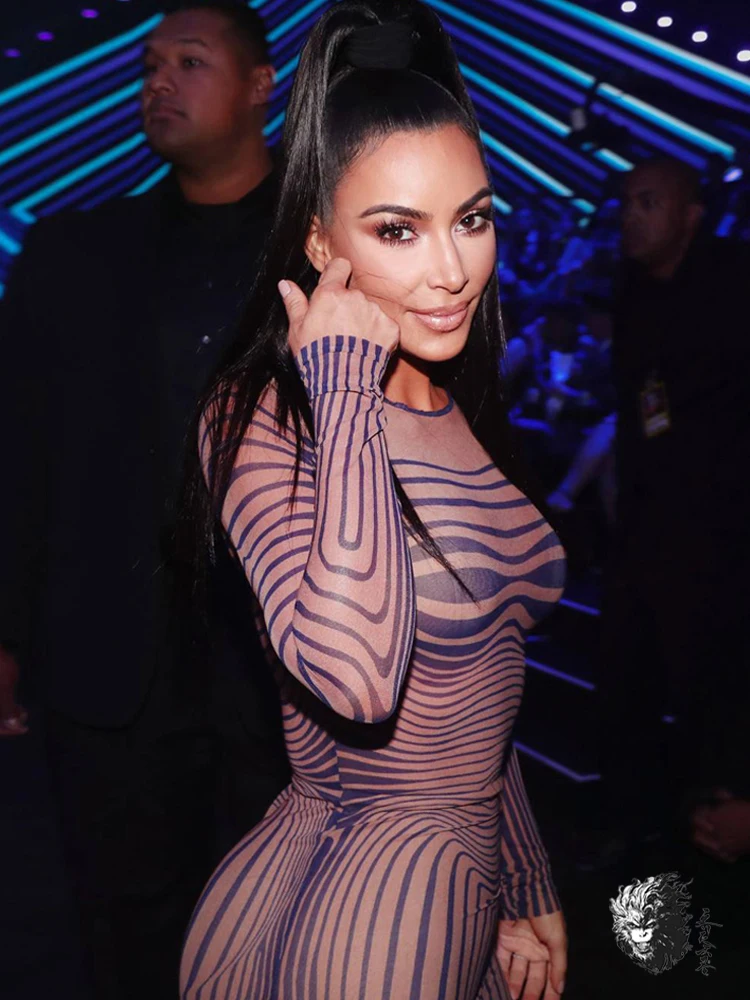 Kim Kardashian peiple's Choice Award платье новое летнее сексуальное волнистое платье открытые сетчатые женские вечерние платья Клубные длинные макси Vestidos