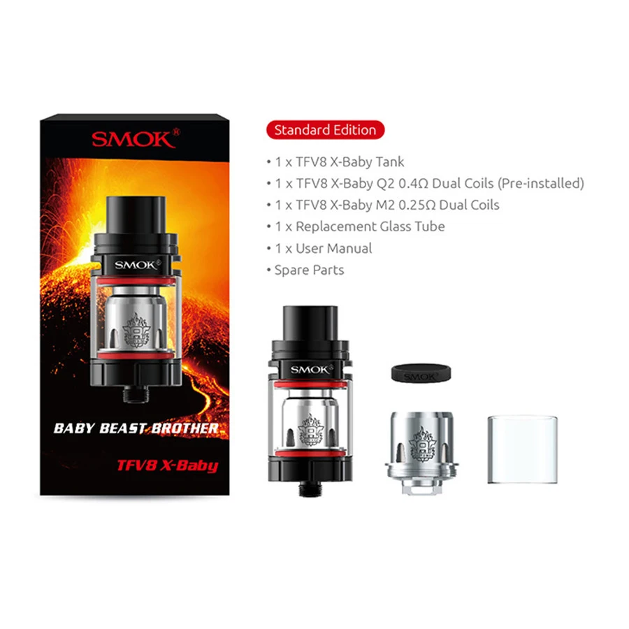 SMOK TFV8 X BABY электронная сигарета Vape Sub Ohm Tank VS Melo 3 TFV12 герметичный дизайн атомайзера