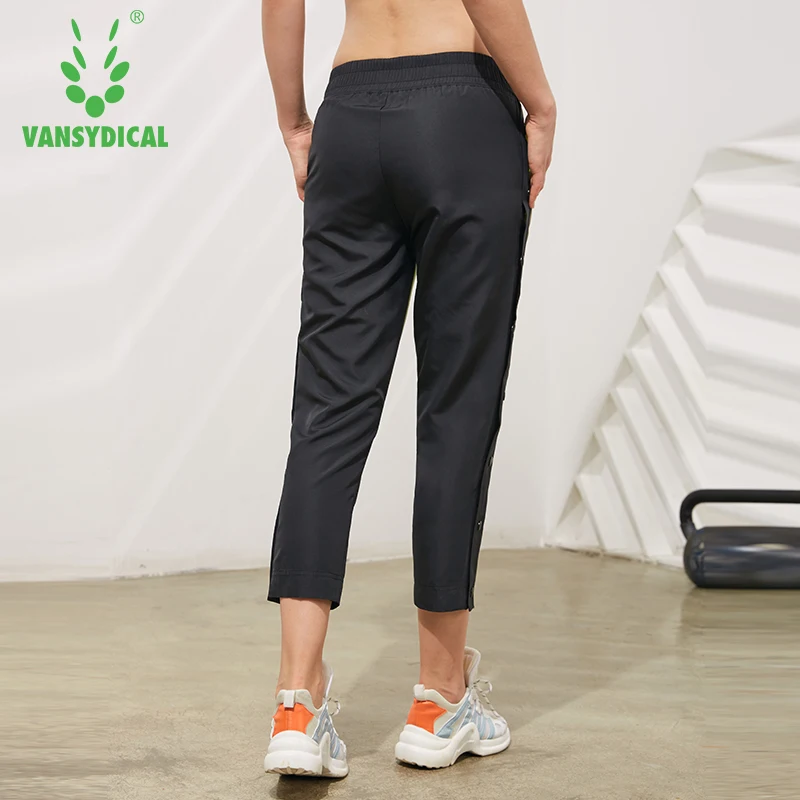Vansydical спортивные брюки женские новые боковые съемные кнопки шить цвет свободные штаны для бега