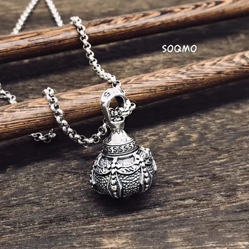 

SOQMO Buddha Men Women Pendant 925 Sterling silver Buddhist Heart Sutra Can hold thing Gum Box Necklace Pendant Jewelry