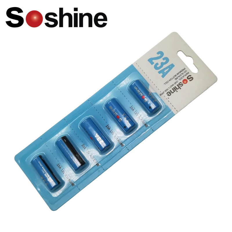 

5Pcs Soshine Alkaline Battery 23A Battery MN21 L1028 LRV08 12V 56mAh Alkaline Battery High Performance for Garage Doors