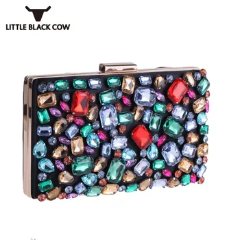 

Colorful Diamond Crystal Luxury Clutch Evening Bag Women Purse Bridal Wedding Clutches Chain Small Shoulder Flap Bags Female