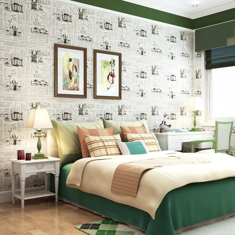 

0.53x10m British style alphabet sketch pattern nonwovens wallpaper wedding room bedroom living room children room wallpaper