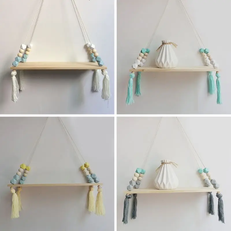 2018 wooden bead rack wall Shelf DIY Original Wood Beads Storage Shelf