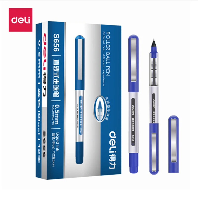 Deli 12 шт, 0,5 мм, черные, синие, красные цветные чернила, Шариковые ...