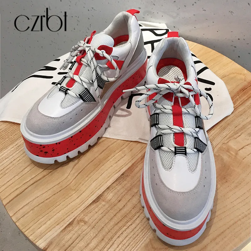 

CZRBT Women Platform Shoes Occident Style Ladies Flat Shoes Plus Size High Platform 5.5cm Women Casual Women Shoes women Shoes