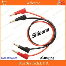 0,5 м Высокое качество мультиметр тестовая линия с 4 мм Медь с позолотой штекер, 13 AWG Ультра-мягкий силиконовый кабель, CATIII 1KV/32A