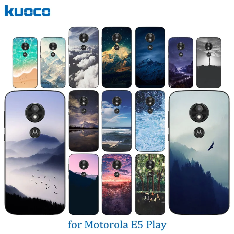 

Back Case 5.2 inch for Motorola E5 Play Landscape Pattern Slim Soft Silicone Clear TPU Back Covers for MOTO E5Play E 5Play Coque