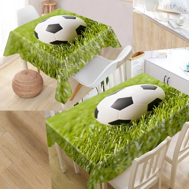 

Custom Hot Sale Soccer Ball Table Cloth Oxford Rectangular Waterproof Oilproof Table Cover Wedding Tablecloth big size