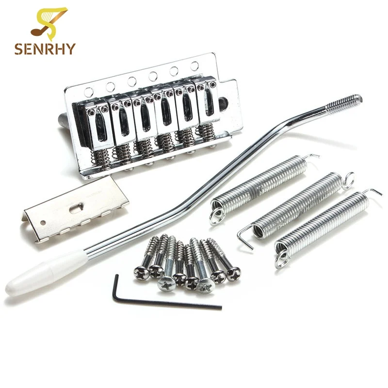 1 Set Chrome 6 Strings Electric Guitar Tremolo Bridge Strat including Claw+3 Springs+8 Screws