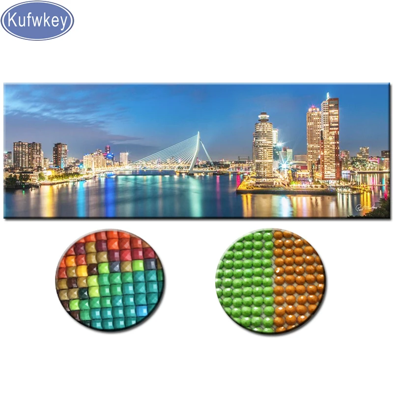 

Diamond painting Rotterdam skyline Full Square Diamond embroidery Cross stitch Full Round full drill landscape Diamond mosaic