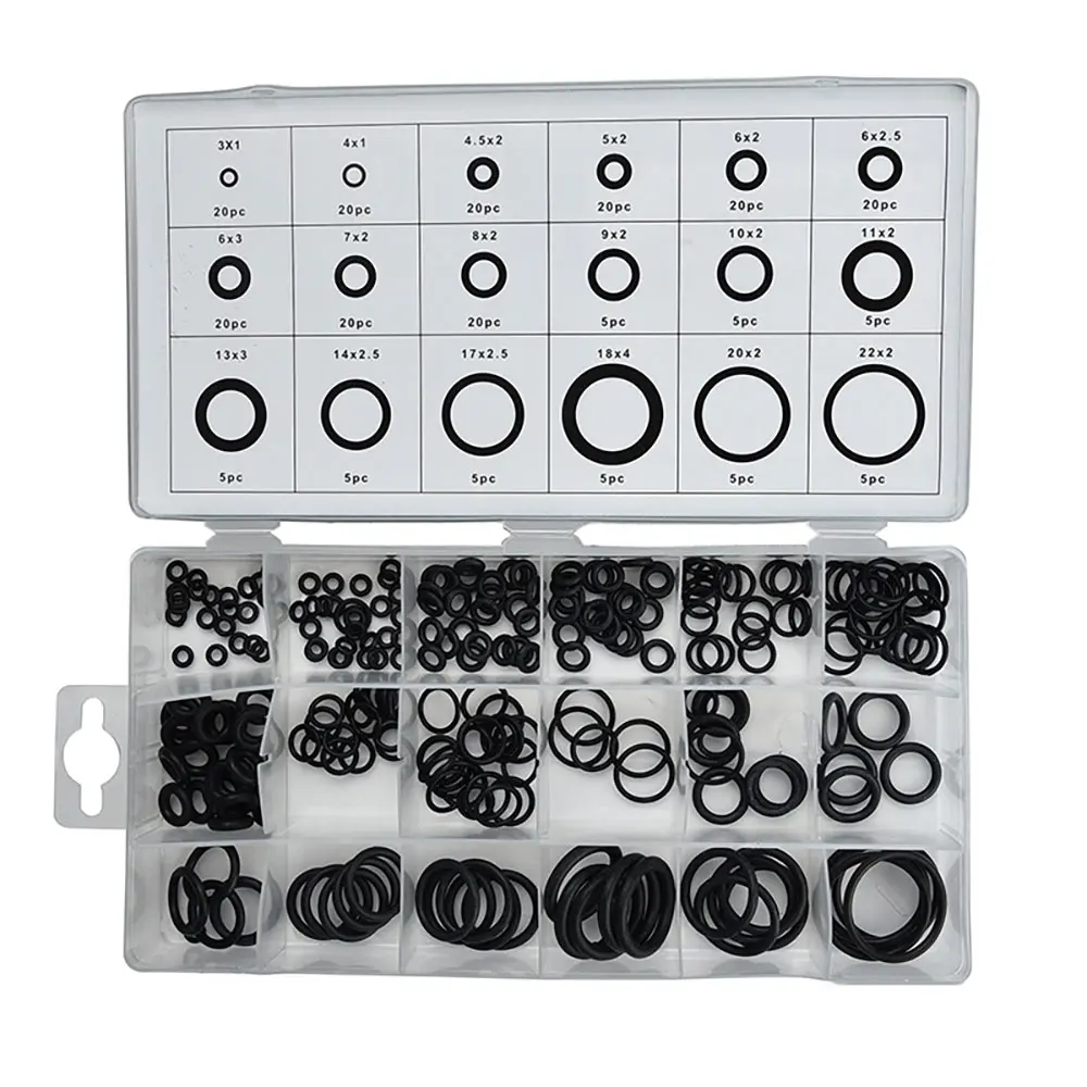 225pcs O Ring Seal Kit 18 Different Sizes Silicon O-ring Sealing Gasket Assortment Set with Plastic Case