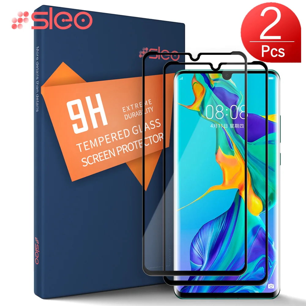 SLEO 2Pcs For Huawei P30 Lite P30 Pro Tempered Glass Full Cover 9H