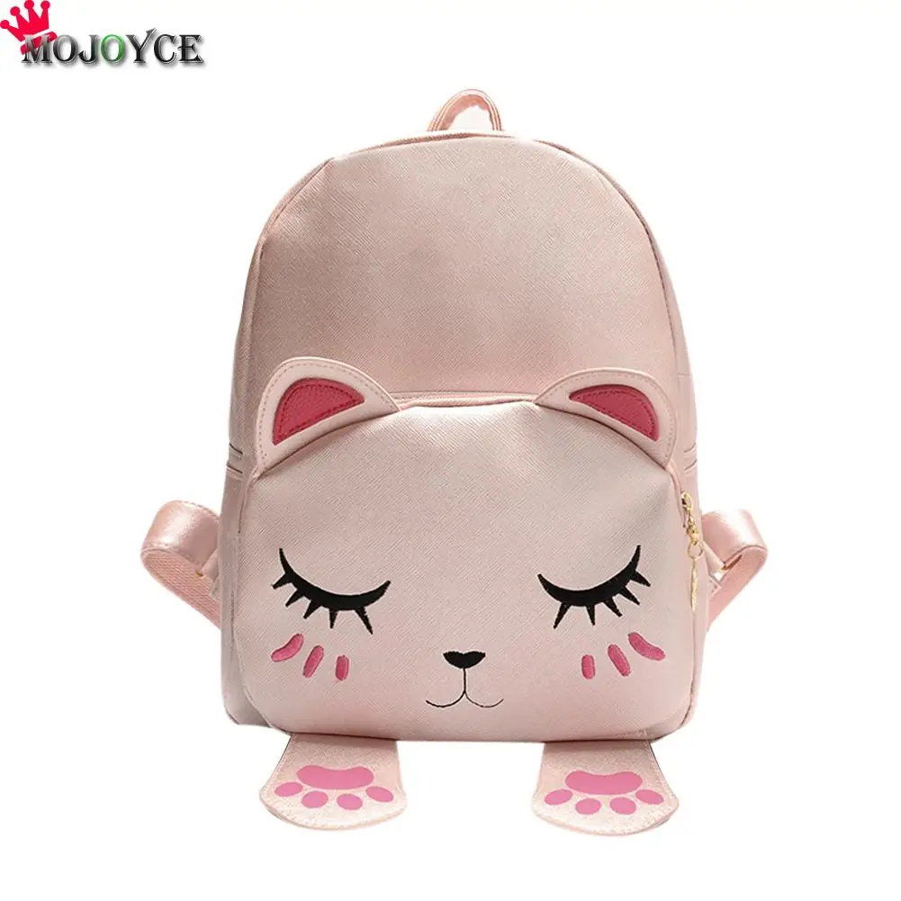 Women Cute Cartoon Cat Backpacks New Women Leather Backpacks Girls