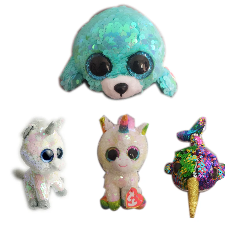 Ty Beanie Boos 6 "15 см Единорог блесток нори-Нарвал мед Единорог чучело коллекция животных кукла игрушка