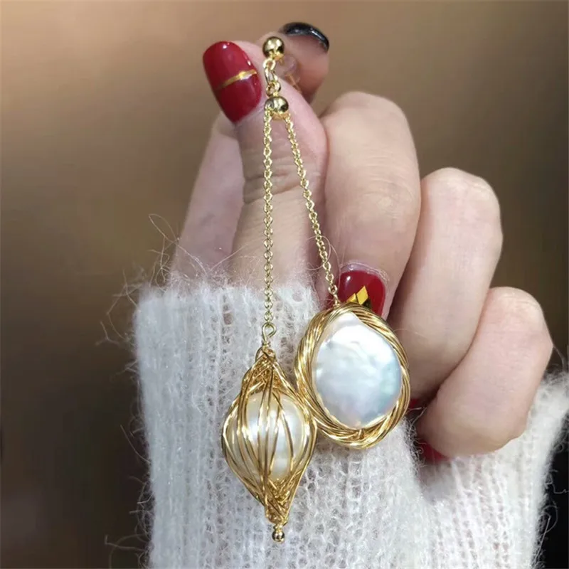 

Large Fashion Turkish 14k Gold Bulk Natural Freshwater Pearl drop Earrings for Women Ear Cartilage Piercing Earrings Jewelry