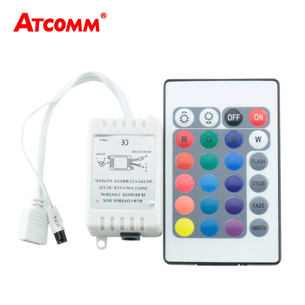 24 Key RGB LED IR Remote Controller DC12 24V With Mini Dimmer Box For