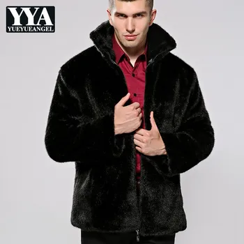 

Fashion Mens Faux Fur Outwear Coats Business Casual Winter Thick Warm Black Jackets Male Slim Fit Mink Fur Coat Plus Size 4XL
