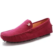US6-10 Новый Кожа Повседневная SLIP-ON Comfy замши loafer мода мужчины водят автомобиль обувь мокасины