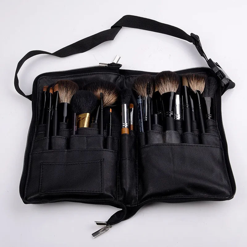 

Portable PU Cosmetic Bag Makeup Brush Bag With Zipper Belt For Professional Makeup Artist Multi-function Large Capacity 20#818