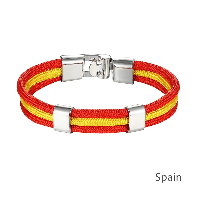 JAAFAR New Fashion Country Russia Flag Nylon Rope Leather Bracelets Fashion Knit Bandages Charm Men's Sports Bracelets