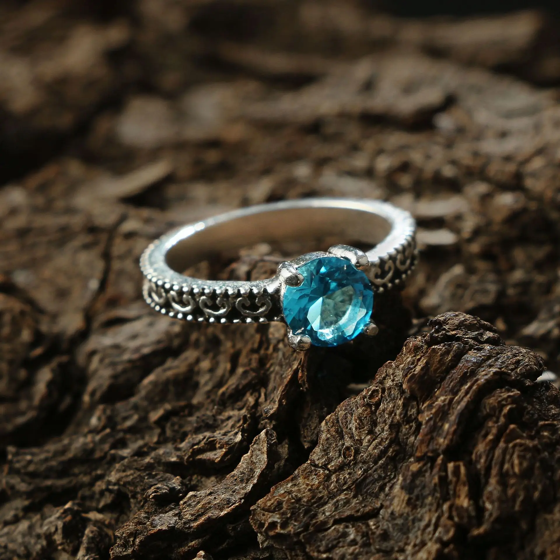 1 комплект, океанское синее Винтажное кольцо на кончик пальца для женщин геометрической формы, в стиле бохо, цветок, кристалл, кольцо, набор, богемное ювелирное изделие на палец