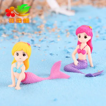 

Mermaid DIY Micro Landscape Aquarium miniature figurines Beauty Cake Keys Plastic Decoration Crafts Home Decor