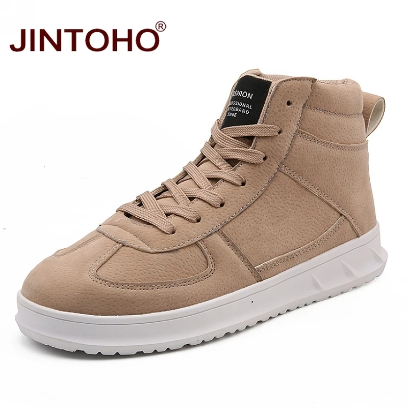 JINTOHO/модная повседневная мужская зимняя обувь; брендовые кожаные ботинки для мужчин; недорогие мужские зимние ботинки; повседневная мужская кожаная обувь; большие размеры - Цвет: khaki