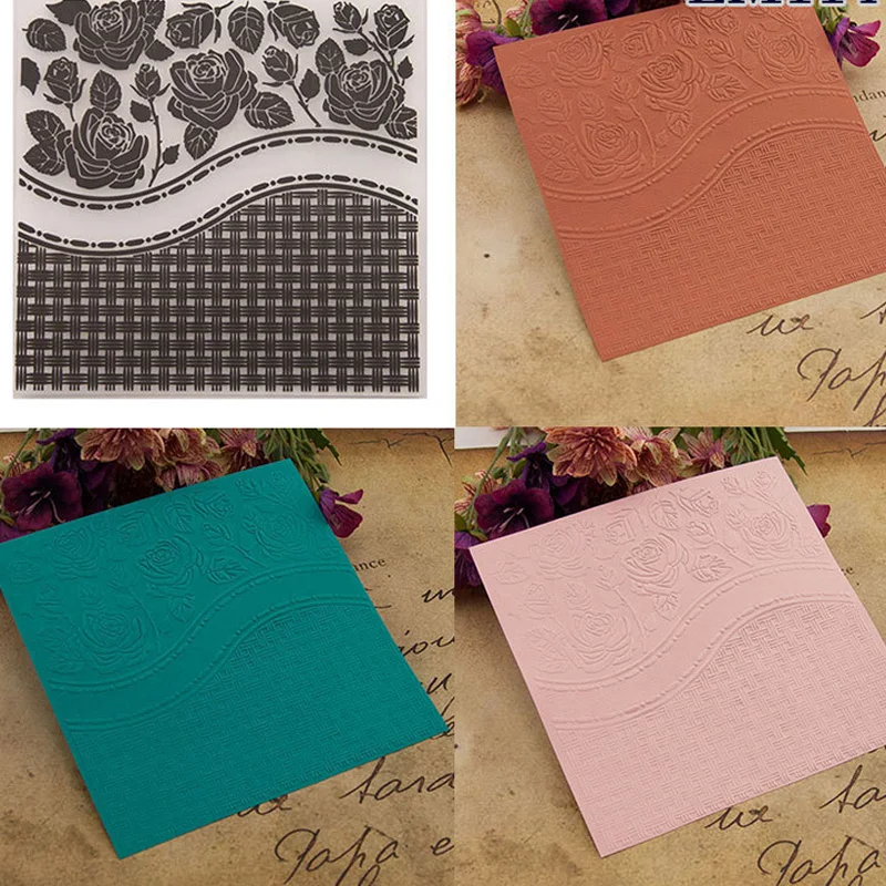 

15*15cm Rose Flower wave Line Embossing folders for card making plastic scrapbooking Paper craft supplies Folder Stamps New 2019