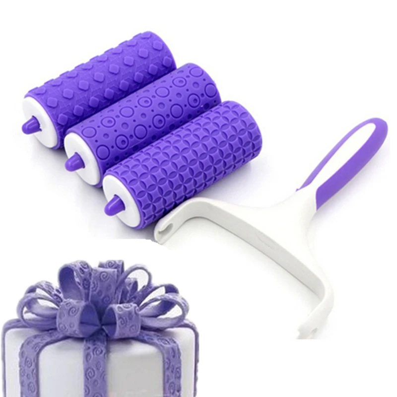3PCS/Lot Plastic Fondant Embossing Roller Cake Decorating Tools Lace