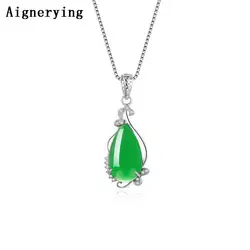 Сертифицированная подвеска натуральный Медуллярный зеленый нефрит милые женское ожерелье девушки 925 серебро женские ювелирные украшения
