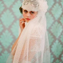 Крышка фаты высокое качество голова точка тюль фата на мантилья кружева край цветок шляпу фата V730