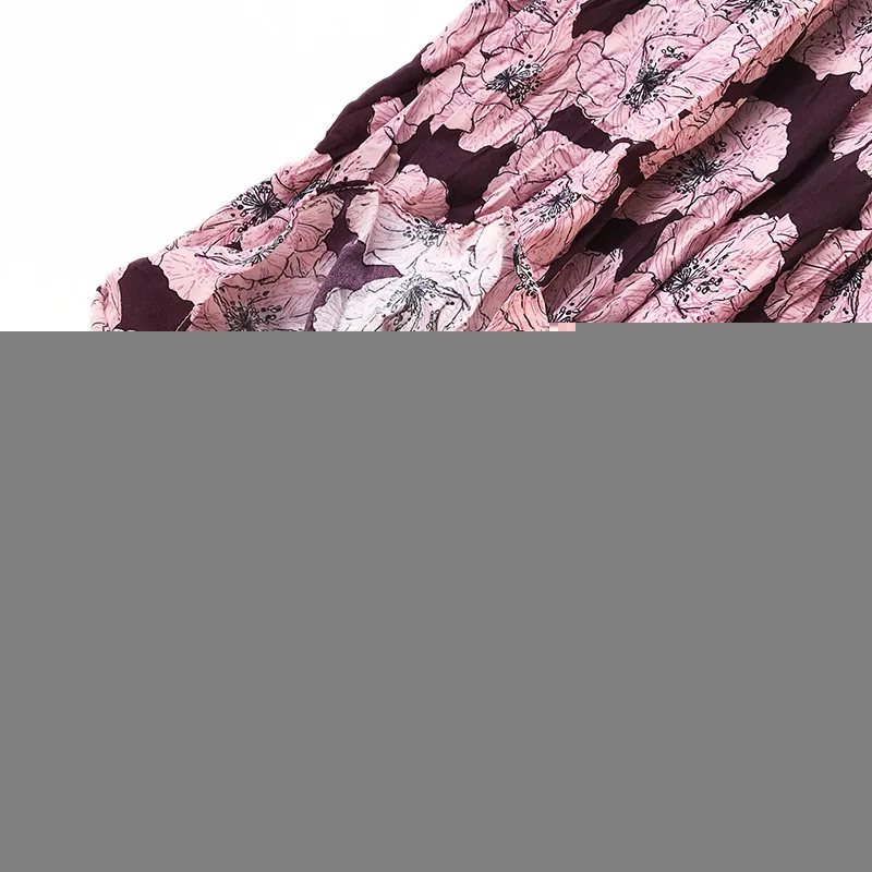 2019 Женская Свадебная вечеринка юбки Винтаж принт длинная юбка Женская Осенняя Корейская элегантная Высокая талия трапециевидная