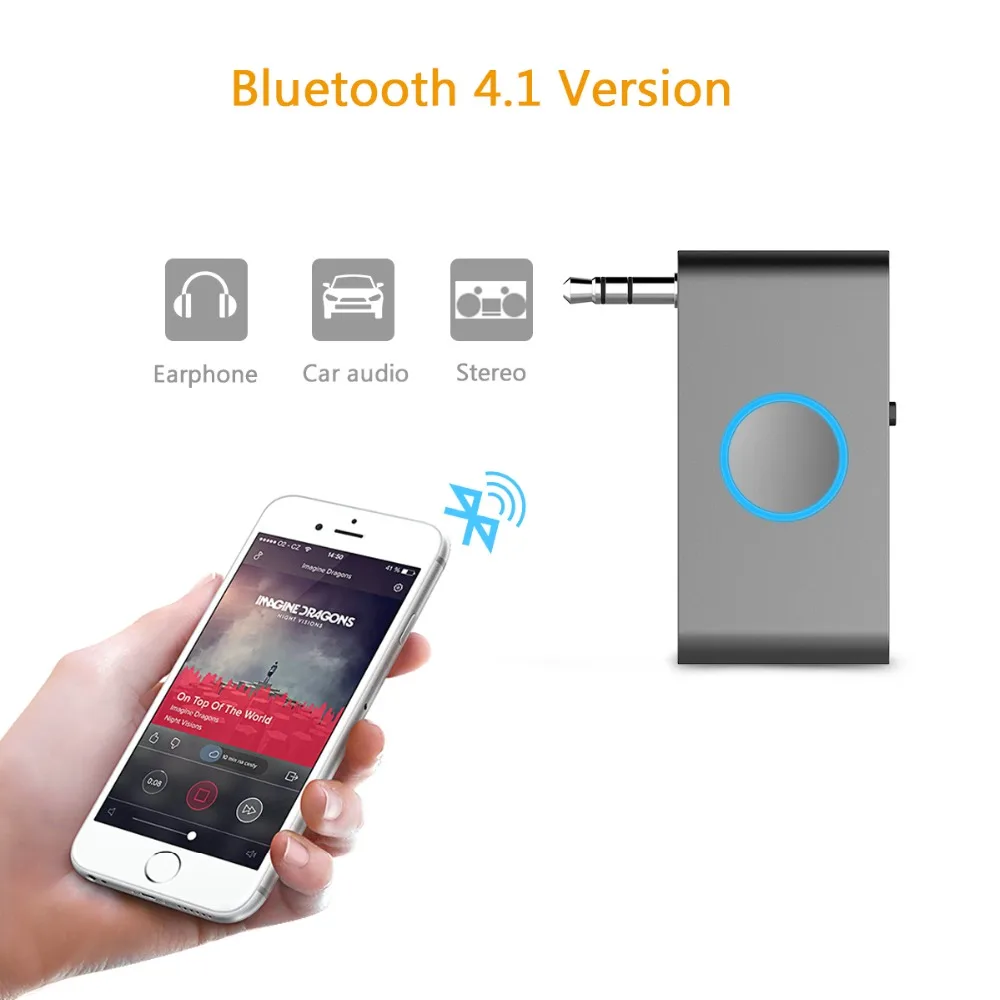 Bluetooth приемник 4,1, Doosl Bluetooth 4,1 портативный беспроводной музыкальный приемник аудио адаптер для аудио стерео динамик и автомобильный комплект