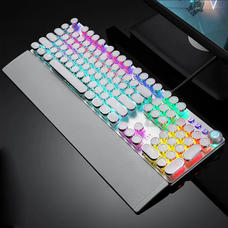  AULA Mechanical Gaming Keyboard Retro Steampunk RGB LED Backlit 104 keys Waterproof for PC Computer