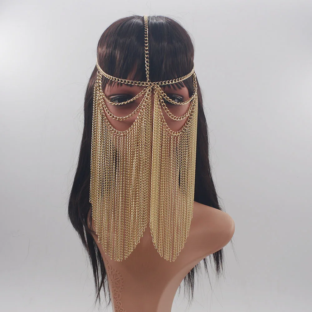 

The Nightspots Queen Cosplay Head Mask Chain Punk Alloy Head Wear Stage Collection Woman Cos Prop Drop Ship