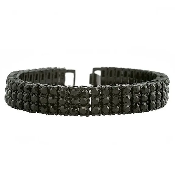 Fashion Men's Bracelet Hip Hop CZ Iced Out Bling Bling Luxury 3 Row
