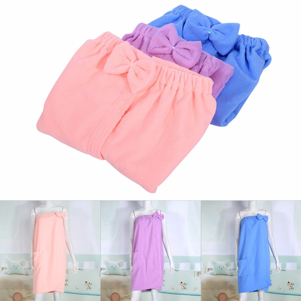 

Women Absorbent Microfiber Wrap Bath Towel Korean Version Tube Top Bow Bath Dress Shower Sauna Spa Body