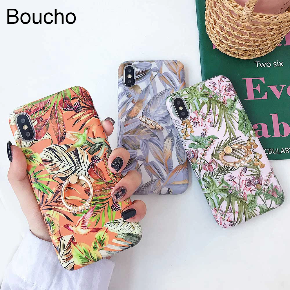 Чехол для телефона Boucho Finger Ring iPhone XS MAX XR X 6 6S 7 8 Plus винтажный мраморный чехол с