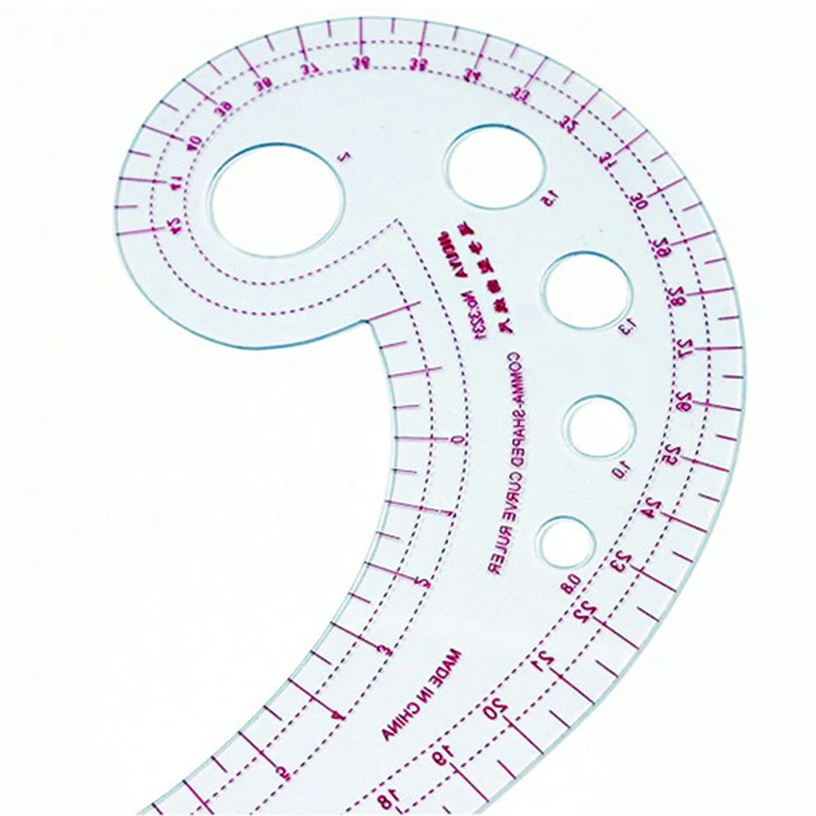 5 штук в партии доступным 11,8 "Длинные запятая Shaped Пластик прозрачный Французский Кривая Правитель сплайн