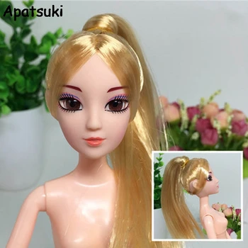 

Golden Long Hair Doll Head DIY Accessories For 11.5" Dolls 3D Real Eye Doll Heads For 1/6 BJD Dollhouse Doll Accessories