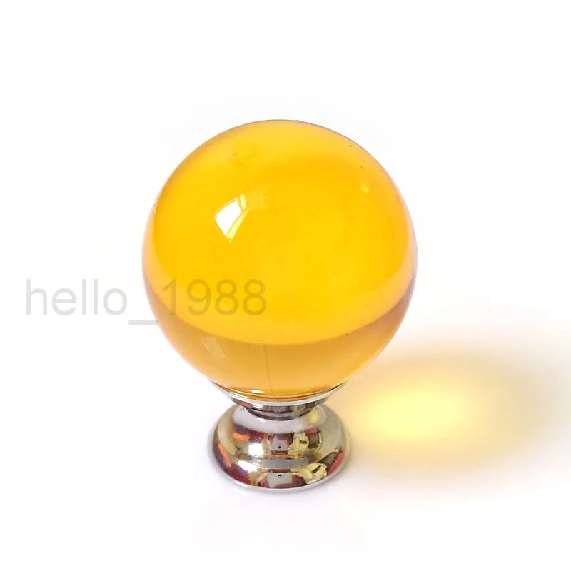 5pcs Yellow Round Crystal Knob Handle Cupboard Closet Drawer Knob Pull Handle Kitchen