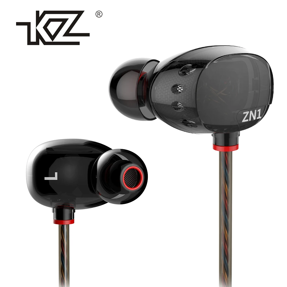 Earphone KZ ZN1 Dul Drivers Super Bass In Ear Music Earphones With Mic dj HIFI Stereo fone de ouvido Headset Noise Isolating