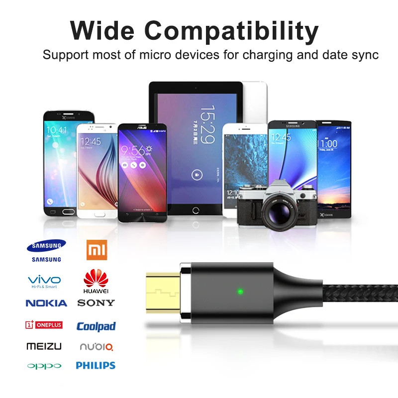 Магнитный зарядный кабель NOHON Micro USB для зарядки и синхронизации данных Samsung S7 Huawei