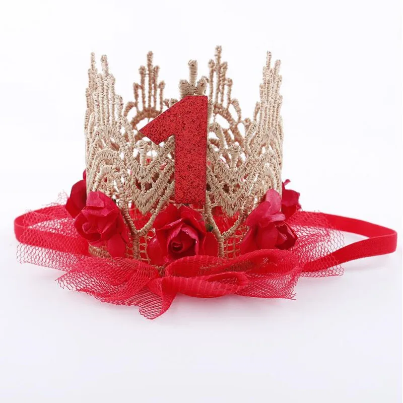2018 новый для маленьких девочек принцесса 1st голову розы кружева сетки на день рождения шляпа Головные Уборы Хэллоуин вечерние пользу